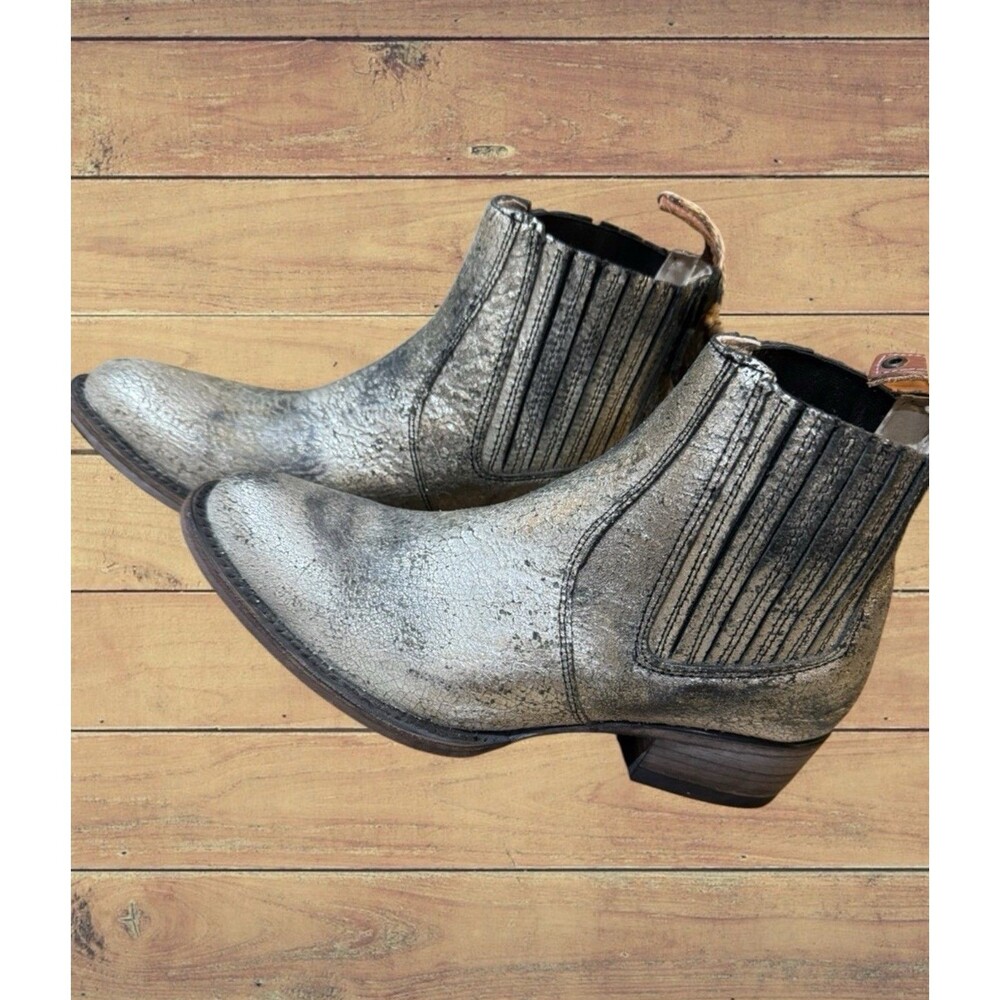 Freebird by Steven Slamanca Leather Ankle Boots Silver Distressed Sz 7 Rare!! - Picture 12 of 16